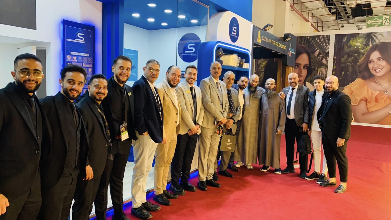 The SWH team with visiting jewellery business owners on the exhibition floor at NEBU Expo 2023.